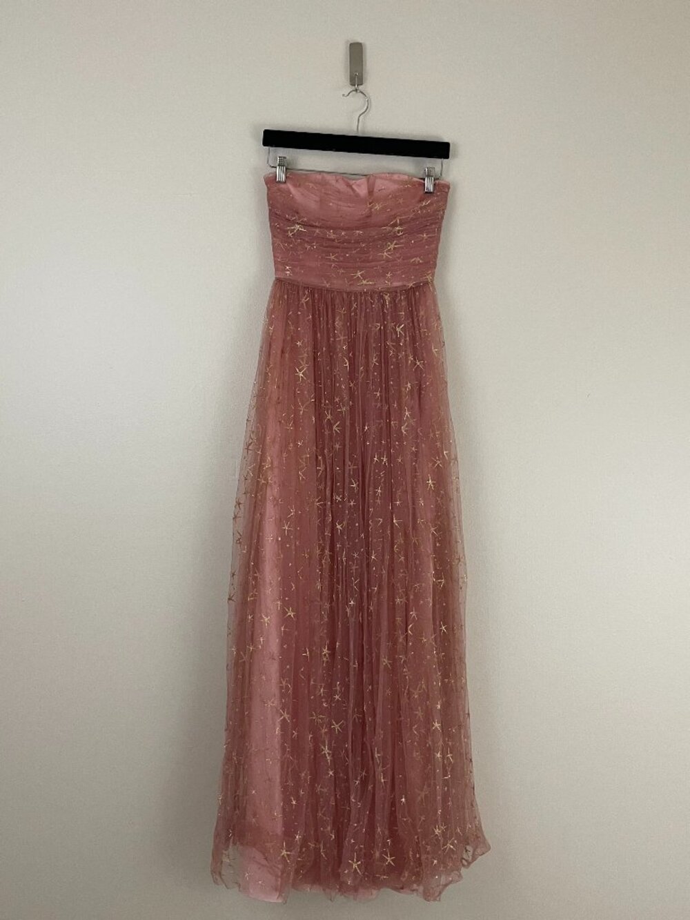 BHLDN x Joanna August Brenda Star Tulle Pink Strapless Midi Dress Size 0